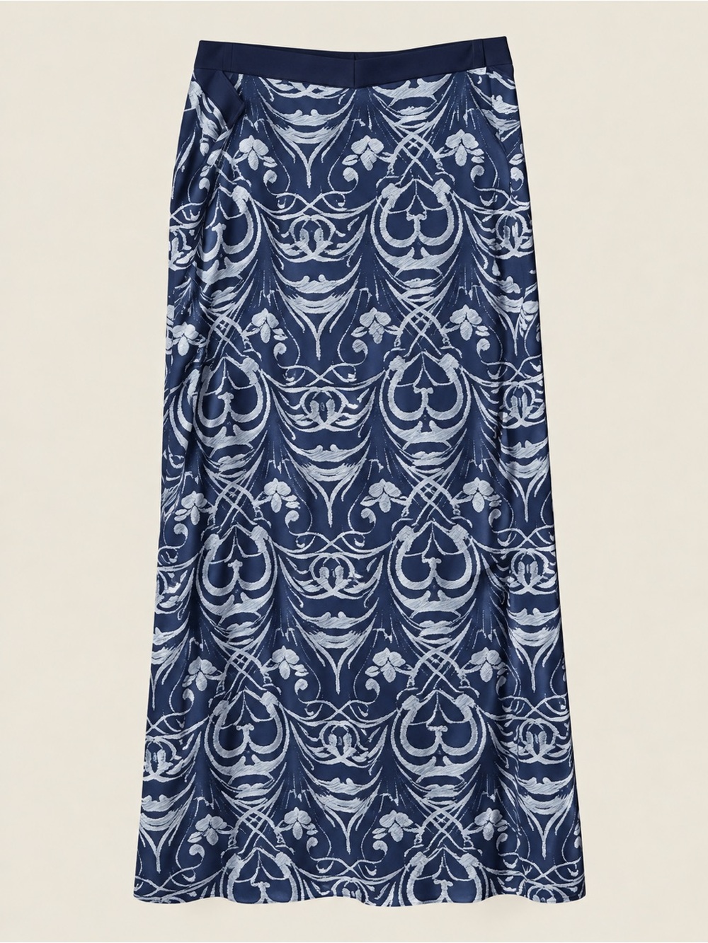 fresh produce Navy and Light Blue Printed Maxi Skirt